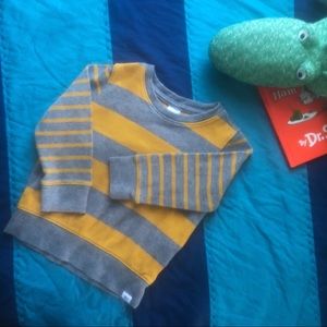 Boys Baby GAP 3T Mustard and Gray Striped Sweater